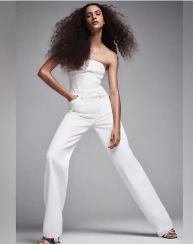Zara jeans corset jumpsuit White Denim Strapless Jumpsuit Strapless jumpsuit. - Bild 2 von 14