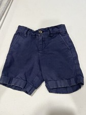 Janie and Jack Boys 4 Navy Blue Linen Blend Shorts   Adjustable Waist