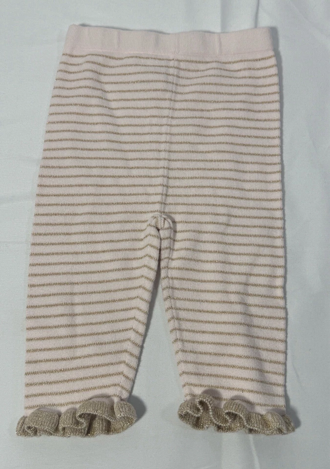 Bebé Niña Rosa Oro Arco Conjunto de 2 piezas Suéter Top Camisa Volantes Pantalones Talla 3-6 Mos Foto 4 de 4