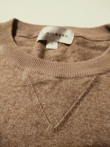 J. HILBURN Men's Crew Neck Cotton/CASHMERE (M) Brown L/S Sweater - Picture 4 of 6