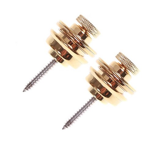 Quality GOLD Mudder/Marvel Style Quick Release Guitar Bass Strap Lock Set 2 - Picture 1 of 4