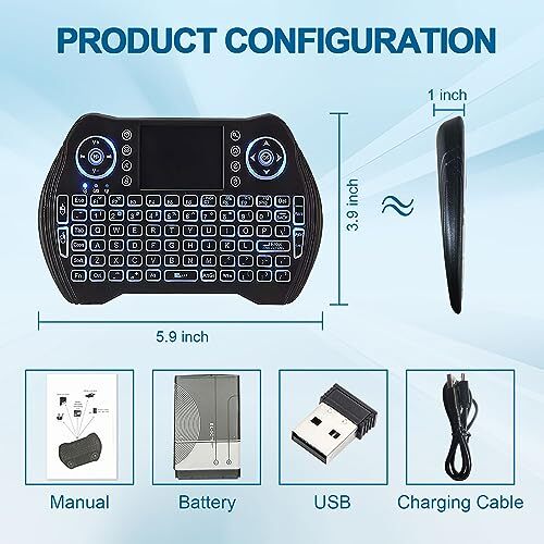 Wireless Mini Keyboard Touchpad for Android TV Box Game Pad Smart Phone - Picture 2 of 7