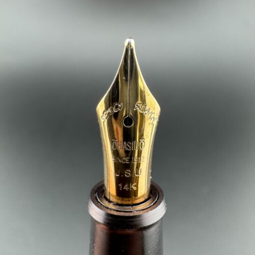 Ohashido Black Ebonite Fountain Pen 14K Gold Broad Nib - Imagen 2 de 14