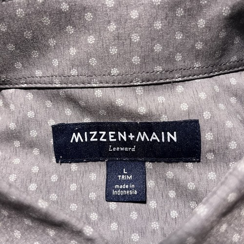 Camicia principale Mizzen uomo grande grigia preppy leggera elasticizzata fiori a pois - Foto 7 di 11