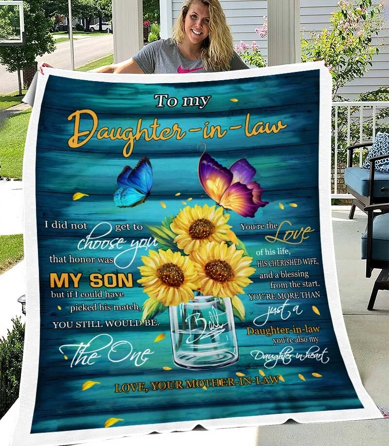 Sunflower Butterfly To My Daughter In Law Fleece Blanket From Mother In Law