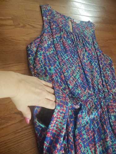 Splendid Size Large Terquoise Blue Colorful Sleeveless Knee Length Dress - Picture 4 of 8