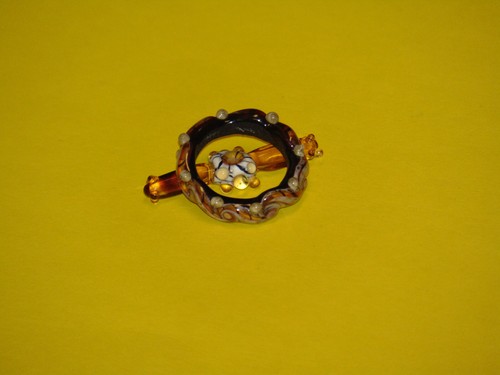 Lampwork Glass Toggle Set Clasp by Carolyn Driver ~ Bluehealer NOS - Picture 4 of 9