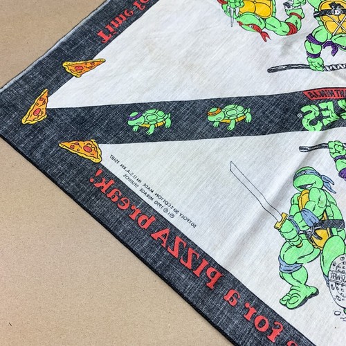 Teenage Mutant Ninja Turtles Bandana 21" x 21" 1990 Pizza Break Theme - Picture 11 of 13