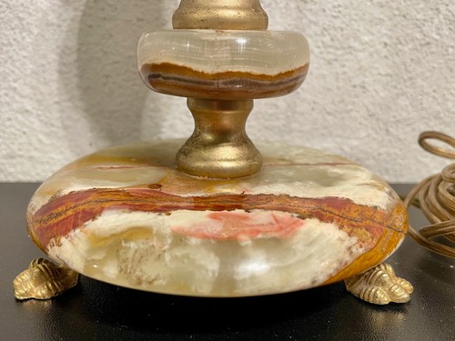 Antica lampada in onice e ottone - Foto 3 di 7