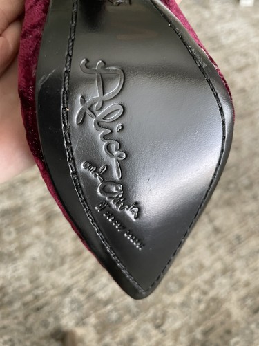 Alice + Olivia Crushed Velvet Pointed Toe Boots Leather Sole Burgundy Size 7 - Picture 4 of 7