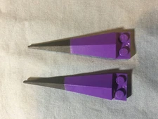 R Lego Lot 2 Dark Purple Plate w/ Angular Extension Black Tip 61406pb05 41239