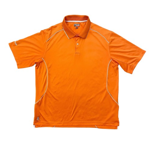 Camisa de golf Ping para hombre XL naranja manga corta 2 botones pulóver polo - Imagen 3 de 11
