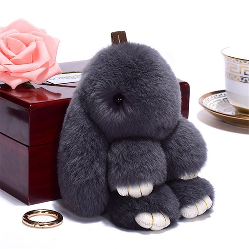 Adorable Fur Bunny Fluffy Rabbit Plush Toy Keyring Bag Charm Pendant KeychainSW - Picture 14 of 16