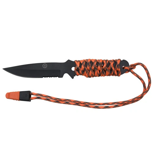 UST Camping ParaKnife 4.0 PRO – 4” Serrated Knife Blade, Paracord Grip, Whistle
