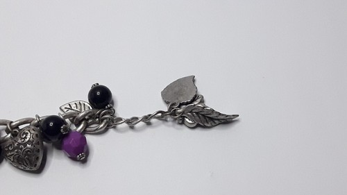 Beautiful Bracelet on the Hand in Vintage Style Silver Color Hearts Leaves Old - Picture 16 of 19