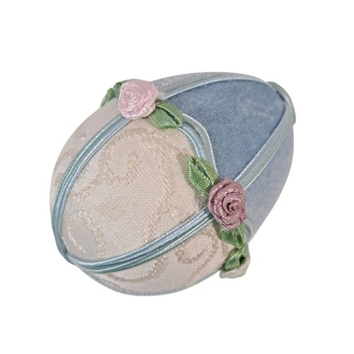 Vintage Handmade Easter Eggs Polystryrene Blue Velour Decor Set Of 5 - Picture 7 of 11