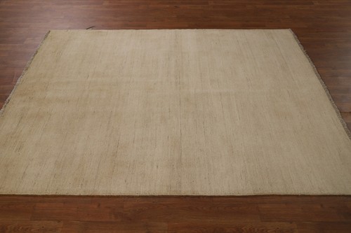 Trendy Gabbeh Solid Beige Wool Modern Accent Rug Contemporary Rug 5x6 ft - Picture 12 of 18