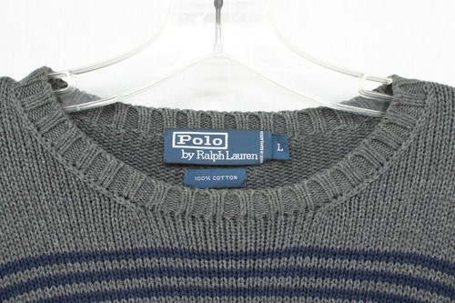 Vintage Polo Ralph Lauren Striped Sweater Men's Large Gray Y2K Outdoors Retro - Picture 5 of 8