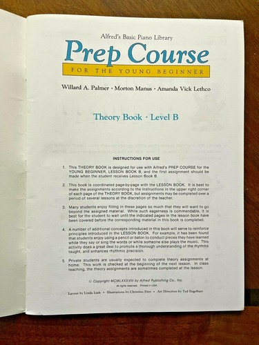Prep Course for the Young Beginner - Theory Book Level B - Alfred Music 1988 - Picture 2 of 4