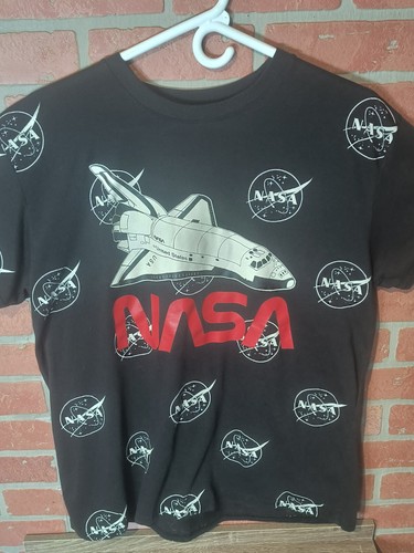 NASA Space Shuttle T-shirt All Over LOGO Graphic Print Men's Size Large Tee Read - Picture 2 of 4