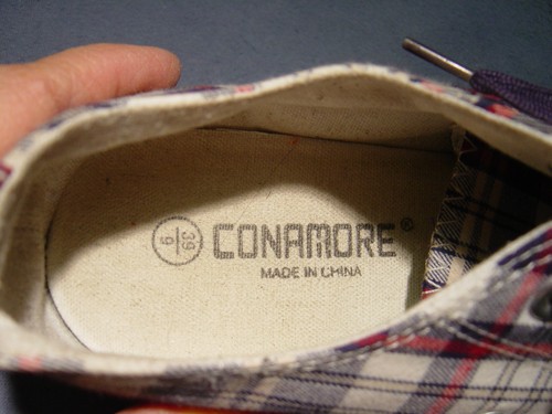 SNEAKERS DONNA CONAMORE BASSE IN TELA, ROSSO, BIANCO, BLU A QUADRI TG 9 SCARPE - Foto 5 di 6