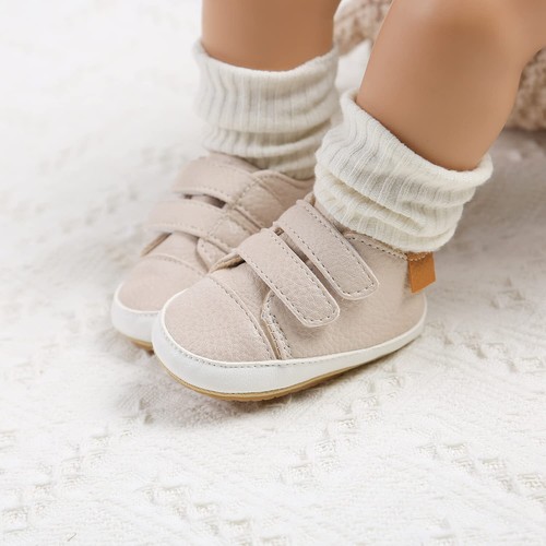 Baby Boys Girls Shoes Non-Slip Rubber Sole High-Top PU Leather Sneakers Infan... - Picture 3 of 6