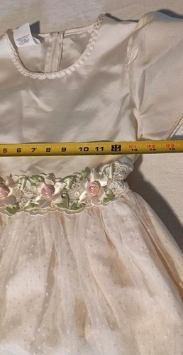 Vtg Girl's Ivory Cream Dress Wedding Lace Cottage Boho Prairie Flower Girl S 12 - Picture 7 of 10