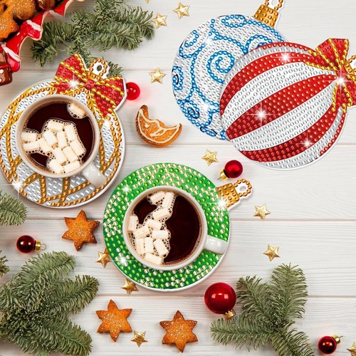 10 Pcs Christmas Ball Diamond Art Coasters DIY / - Bild 6 von 6