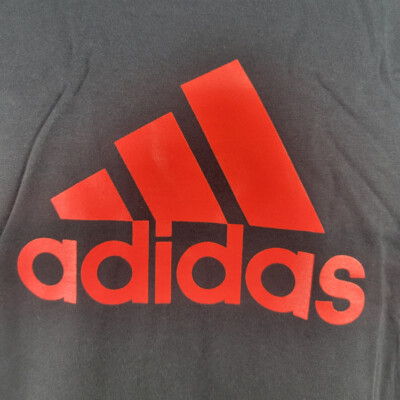 Adidas Original Brand Logo Adults Mens Black Red Crew Neck Tshirt