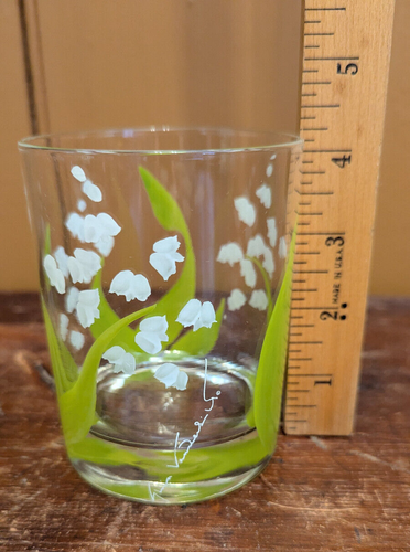 VTG 1970's Gloria Vanderbilt Hand Painted Lily Low Ball Glass Signed : Multiples - Picture 9 of 10