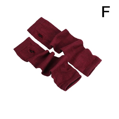 Women Striped Elbow Gloves Sleeve Warmer Knitted Long Fingerless Mitten Gloves - Picture 8 of 35