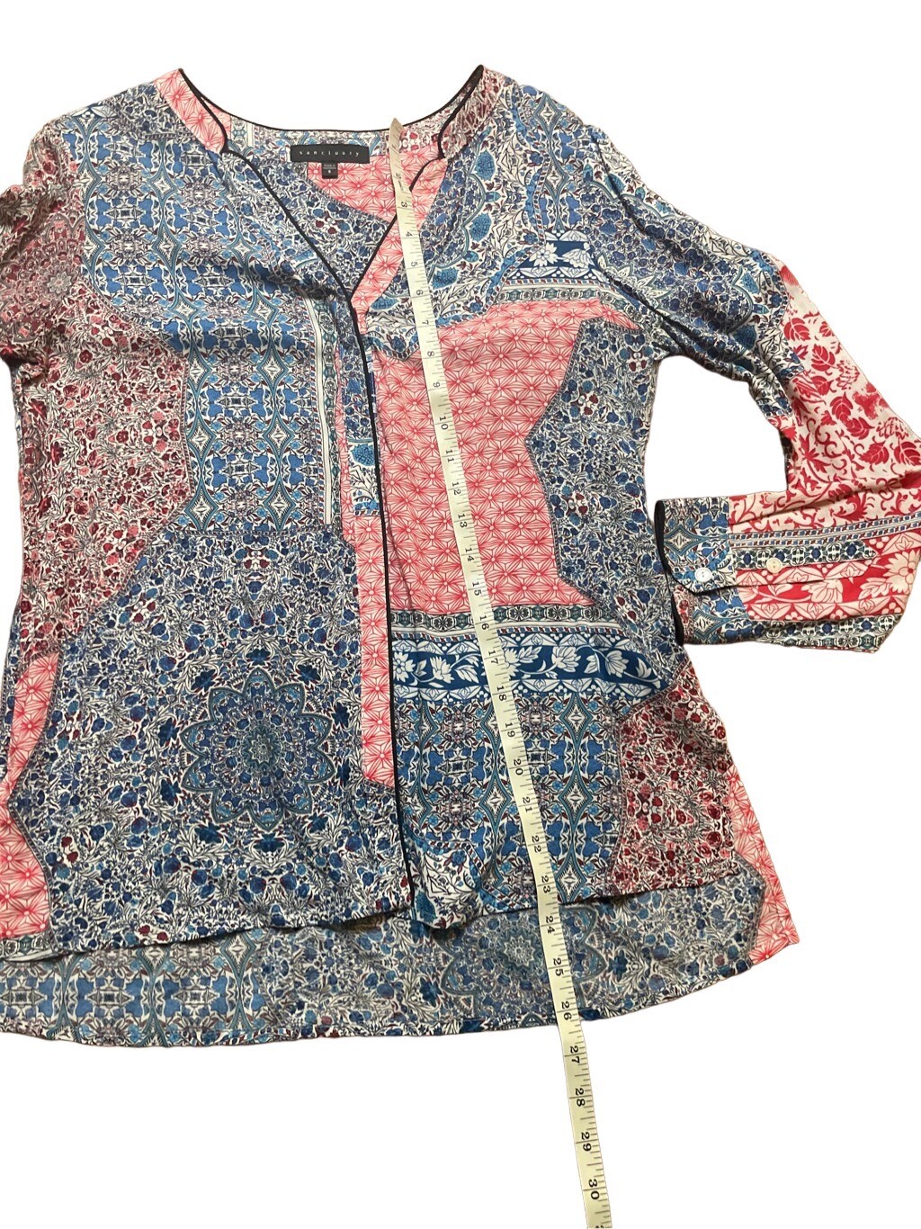 Sanctuary Women's Patchwork Print Long Sleeve V N… - image 6