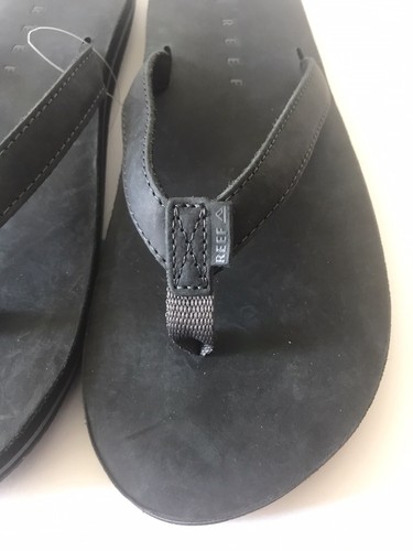 WOMEN'S REEF DUSTY BLACK SOLANA LEATHER UPPER FLIP FLOP UPPER SIZE 7 NWT - Picture 2 of 7