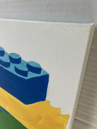 Original Pop Art Painting! Simplistic LEGO blocks stack Colors 11x14 Canvas - Picture 3 of 5