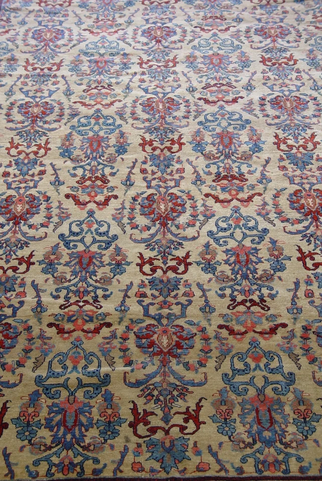 Phenomenal Antique Saroukk Floral Gold Hand Knotted Wool Oriental Rug 7'x 11'7" Foto 2 de 4