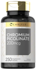 Chromium Picolinate 200 mcg | 250 Tablets | Vegetarian, Non-GMO | by Carlyle