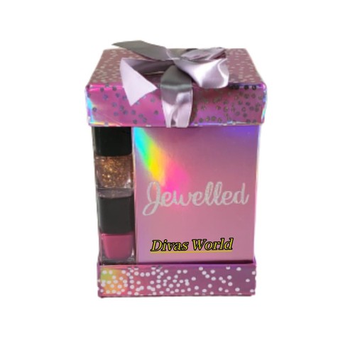 Jewelled Nail Polish 12 x 6.5ml Varnish/ Glitzy Eyeshadow Lip Gloss Gift Set New - Picture 7 of 12