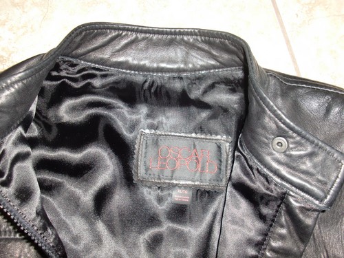 CANADA Made~OSCAR LEOPOLD~Black SHIP SKIN LEATHER Biker Motorcycle Jacket sz XL - Bild 4 von 9
