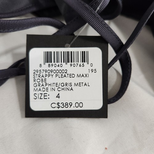 Vestido Club Monaco Mujer Maxi Tirantes Plisado Gris Carbón Nuevo Con Etiquetas Verano A Lin - Imagen 13 de 14