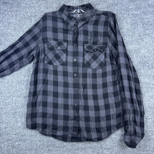 Harley-Davidson Button Up Hemd Damen Medium Grau Schwarz Kariert Langarm - Bild 1 von 13
