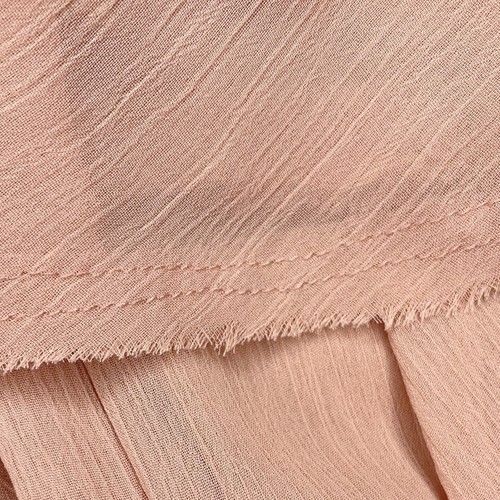 Enza Costa Pale Peach Crinkle Chiffon Raw Hem Knee Length Skirt SAMPLE Size 2 - Picture 6 of 8