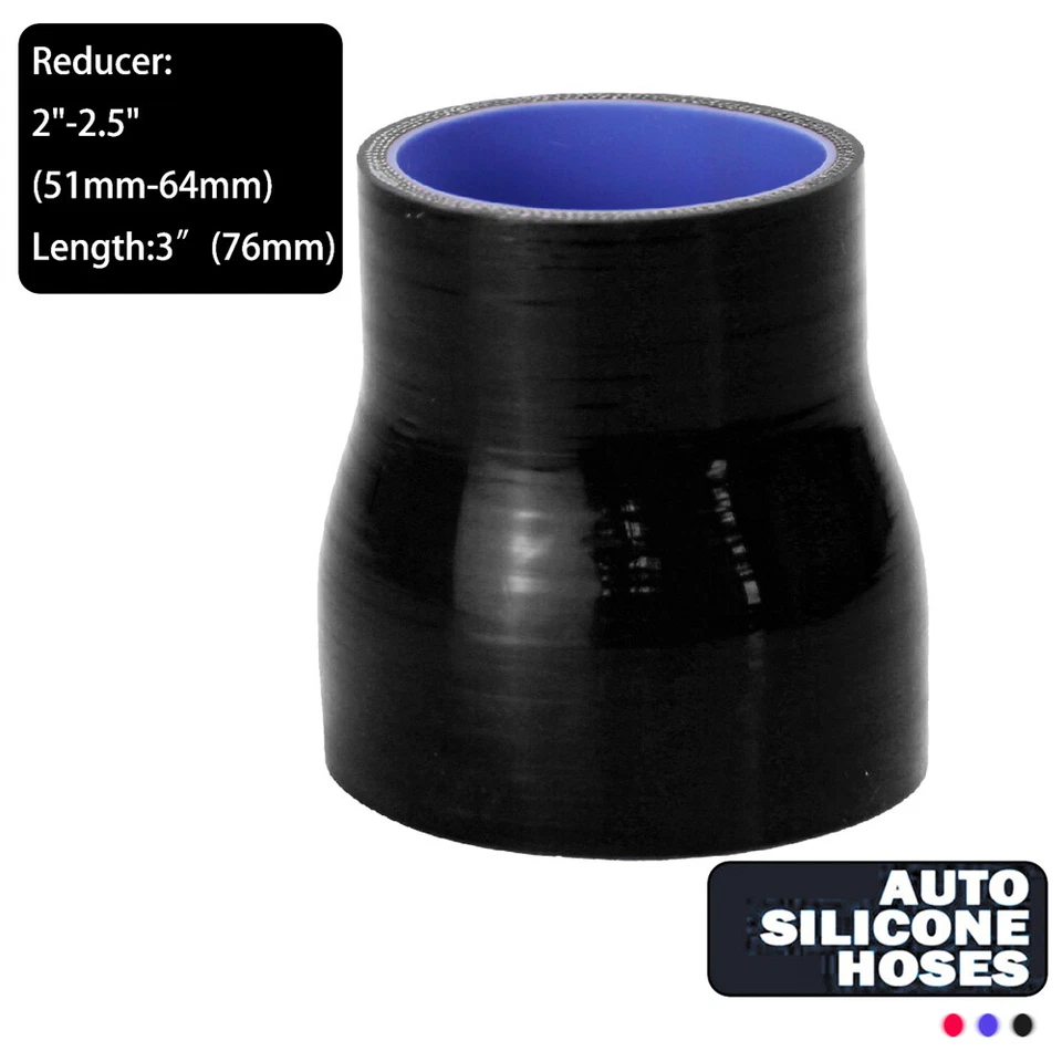 Acoplador reductor de silicona de carreras de 2" a 2,5" 51 mm-64 mm Turbo Intercooler Manguera Negro Foto 2 de 4