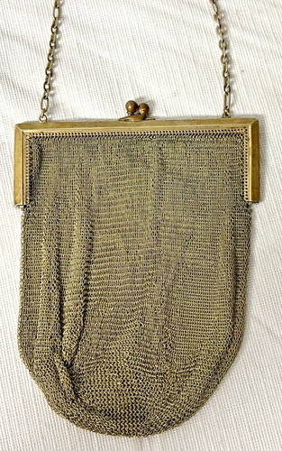 Antiguo bolso de mano de malla plateada alemán Art Nouveau decorativo de niña aleta años 20 W&D - Imagen 2 de 8