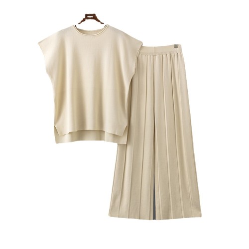 Summer American Style Womens 2pcs Sets Tops Long Pants Loose Fit Sleeveless Knit - Bild 9 von 28