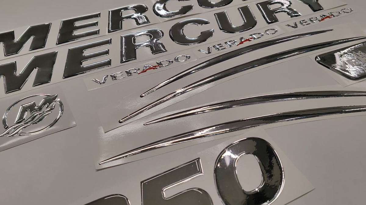 Reproduction d'un jeu d'autocollants pour moteur hors-bord Mercury 75 cv quatre temps - France