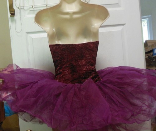Gold Tinted Velvet Ballet Costume Short Classic tutu 3 colors nude inset - Picture 5 of 16