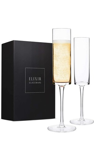 Champagne Flutes Edge Champagne Glass - Modern & Elegant Gift - Set of 2 - Picture 6 of 6