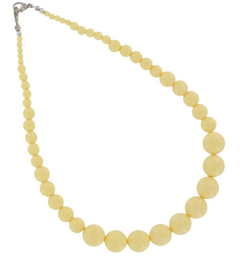 Trendy Pastel Yellow Choker Necklace Lucite Plastic Beaded Strand Graduated 16" - Picture 8 of 9