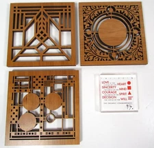 4 FRANK LLOYD WRIGHT TRIVETS, WALL HANGINGS & Plaque Robert's Skylight, Coonley