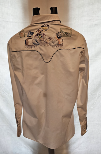 Vintage Rocking K Ranchwear by Embroidered Saloon Poker Pearl Snap Shirt - Picture 2 of 5
